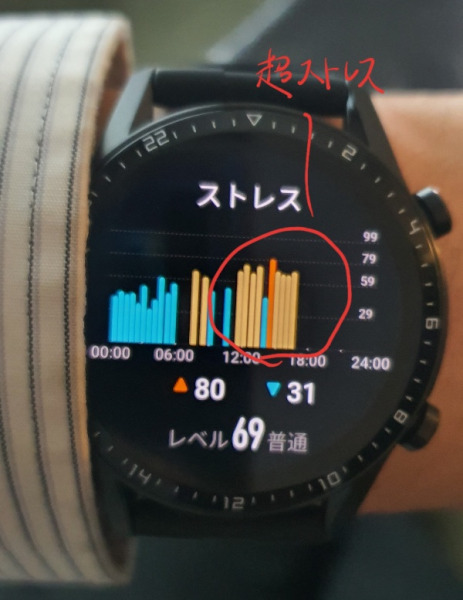 Huawei watch GT 2 ストレス測定結果